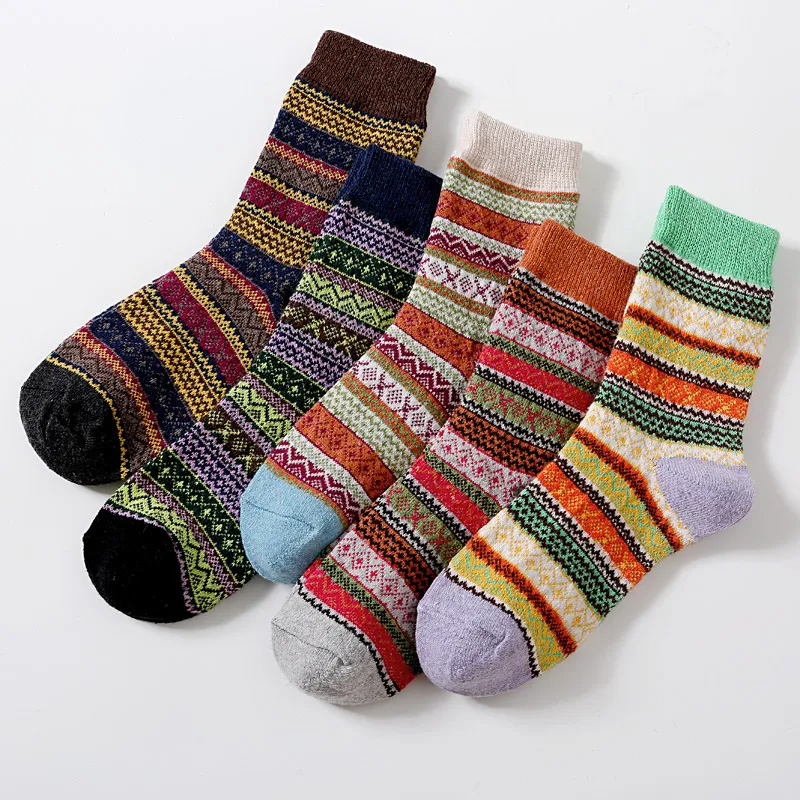 5 Pairs Hand-Knitted Wool Socks