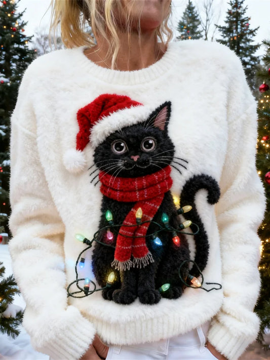 Cute Black Cat Holiday Sweater