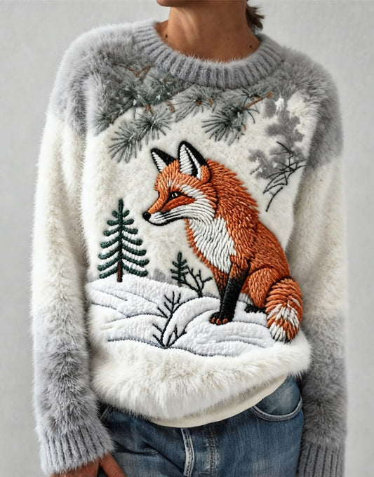 Winter Fox Fuzzy Sweater