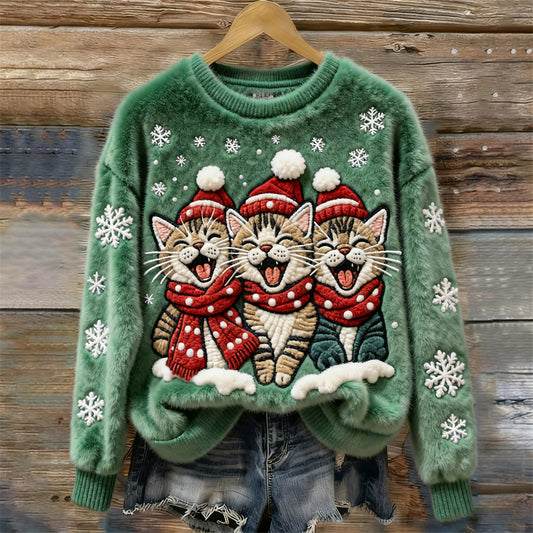 Cute Kitty Trio Christmas Sweater