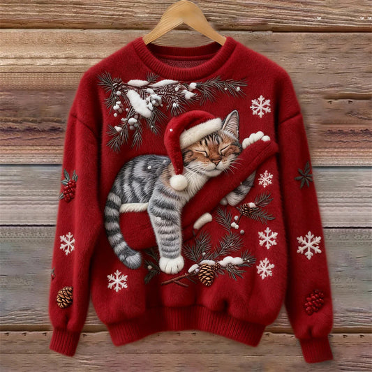 Cozy Red Santa Kitty Sweater