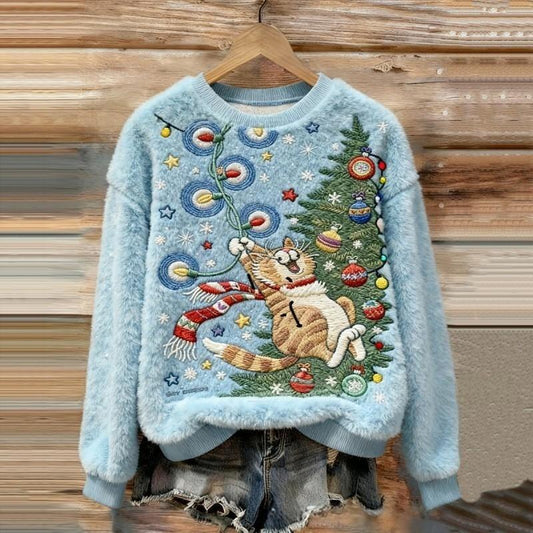 Christmas Sweater with Cat Design
