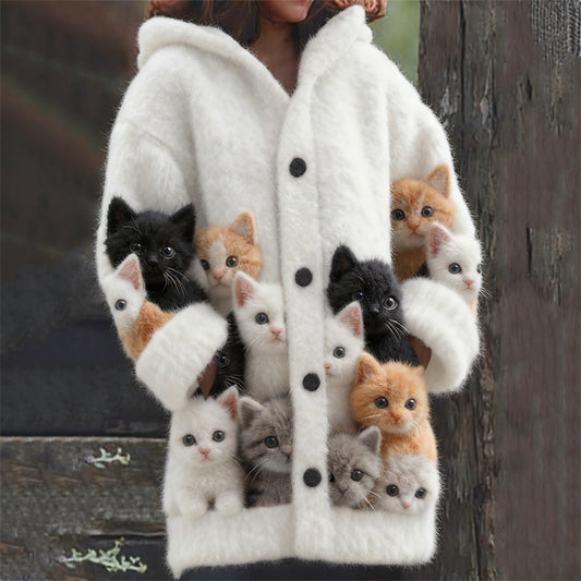 Adorable Multi-Kitten Hooded Jacket